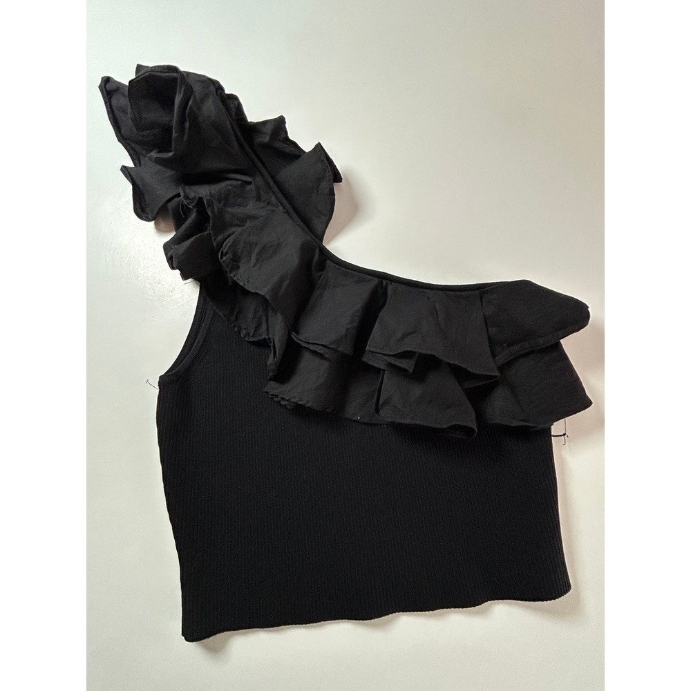 One Shoulder Ruffle Going Out Top Womens S Asymmetrical Dark Feminine Edgy Date